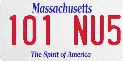 MA license plate 101NU5