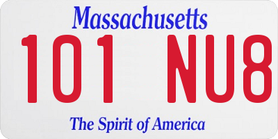 MA license plate 101NU8