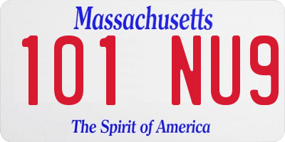 MA license plate 101NU9