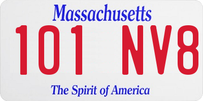 MA license plate 101NV8