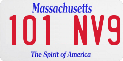 MA license plate 101NV9