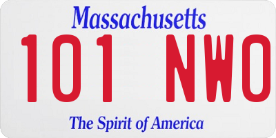 MA license plate 101NW0