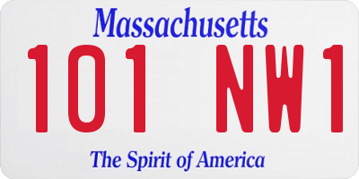 MA license plate 101NW1