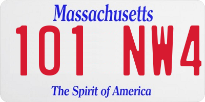 MA license plate 101NW4