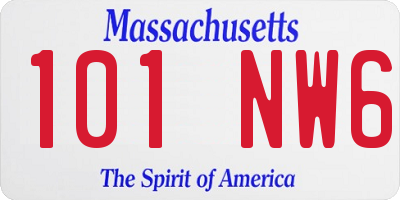 MA license plate 101NW6