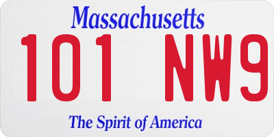 MA license plate 101NW9