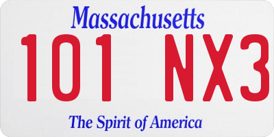 MA license plate 101NX3