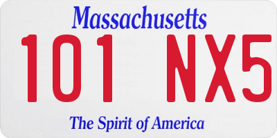 MA license plate 101NX5