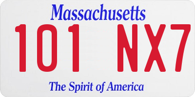 MA license plate 101NX7