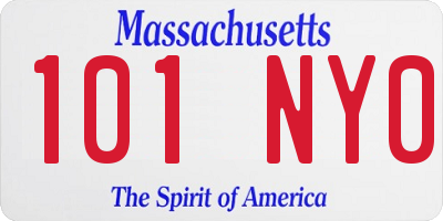 MA license plate 101NY0