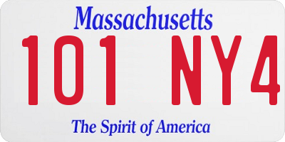 MA license plate 101NY4