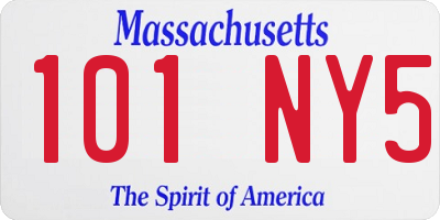 MA license plate 101NY5