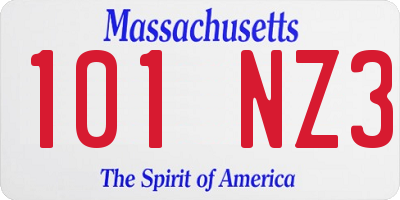 MA license plate 101NZ3