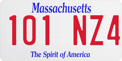 MA license plate 101NZ4