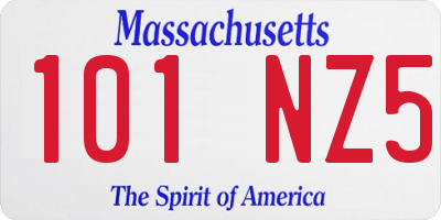 MA license plate 101NZ5