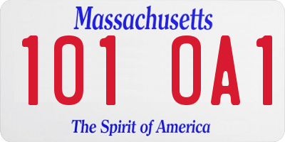 MA license plate 101OA1