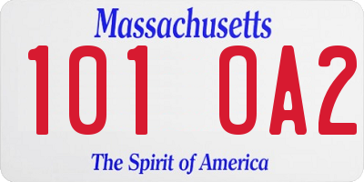 MA license plate 101OA2