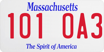 MA license plate 101OA3