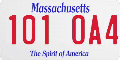 MA license plate 101OA4