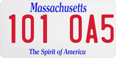 MA license plate 101OA5