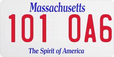 MA license plate 101OA6