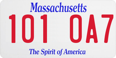 MA license plate 101OA7