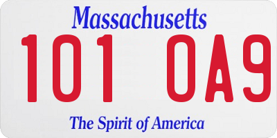 MA license plate 101OA9