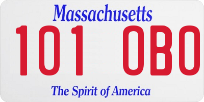 MA license plate 101OB0