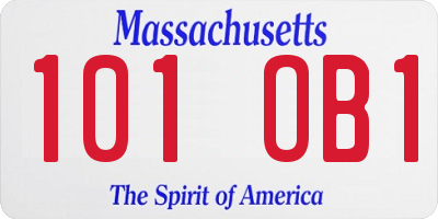 MA license plate 101OB1