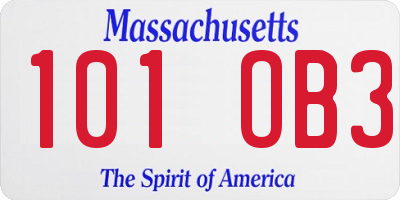 MA license plate 101OB3