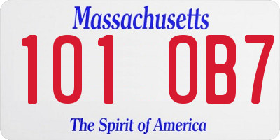 MA license plate 101OB7