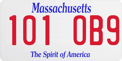 MA license plate 101OB9