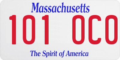 MA license plate 101OC0