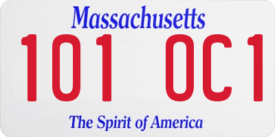 MA license plate 101OC1