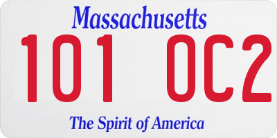 MA license plate 101OC2