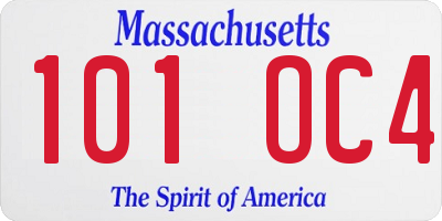 MA license plate 101OC4