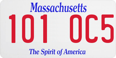 MA license plate 101OC5