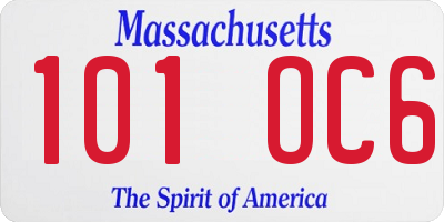 MA license plate 101OC6