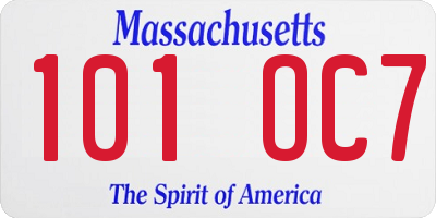 MA license plate 101OC7