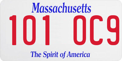 MA license plate 101OC9