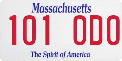 MA license plate 101OD0