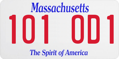 MA license plate 101OD1