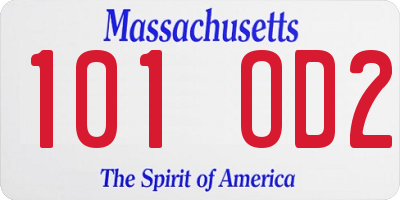 MA license plate 101OD2