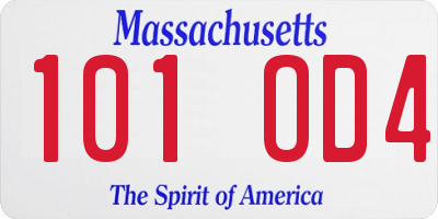 MA license plate 101OD4