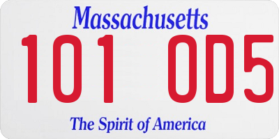 MA license plate 101OD5