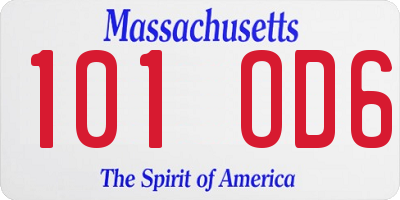 MA license plate 101OD6