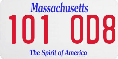 MA license plate 101OD8