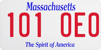 MA license plate 101OE0