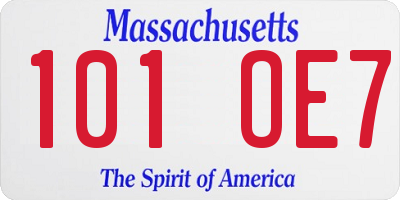 MA license plate 101OE7