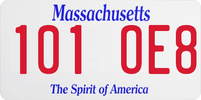 MA license plate 101OE8